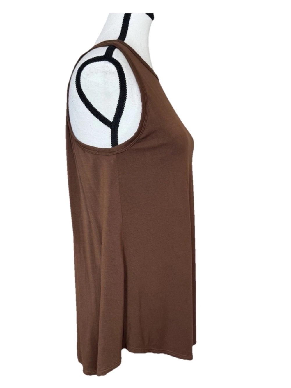 SheBird Flawless Flyback Tank Top Size 4 Brown Built In Bra Mesh Back Scoop Neck - Picture 3 of 8